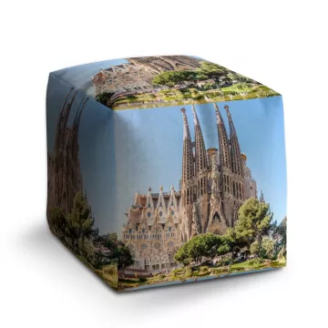 Taburet Kostka Barcelona Sagrada Familia: 40x40x40 cm - Sablio