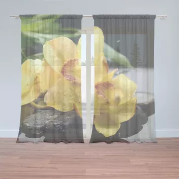 Záclony Žluté orchideje: 2 ks - 150x250 cm - Sablio