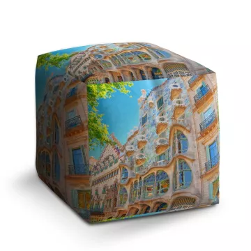 Taburet Kostka Barcelona Gaudi Casa Batllo 2: 40x40x40 cm - Sablio