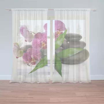 Záclony Orchideje a kameny: 2 ks - 150x250 cm - Sablio