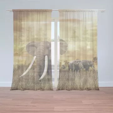 Záclony Slon Africký: 2 ks - 150x250 cm - Sablio