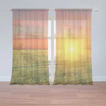 Záclony Západ slunce nad loukou: 2 ks - 150x250 cm - Sablio