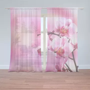 Záclony Květy orchideje: 2 ks - 150x250 cm - Sablio