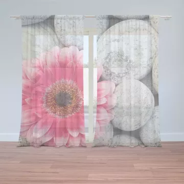 Záclony Gerbera na kamenech: 2 ks - 150x250 cm - Sablio