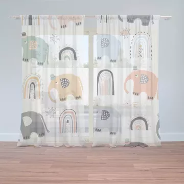 Záclony Animovaní sloni: 2 ks - 150x250 cm - Sablio